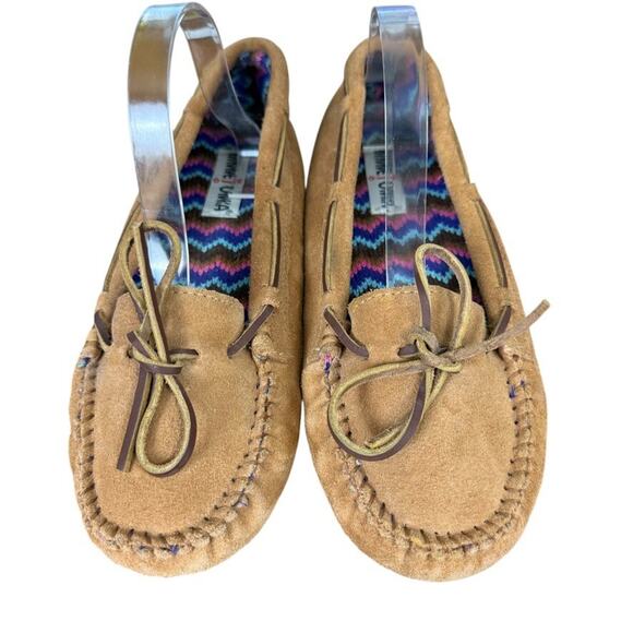 Minnetonka Suede Leather Moccasins Slip On Loafers Flats Shoes Fabric Lined 11 - Picture 6 of 16